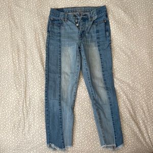 american high rise vintage high-rise two tones jeans